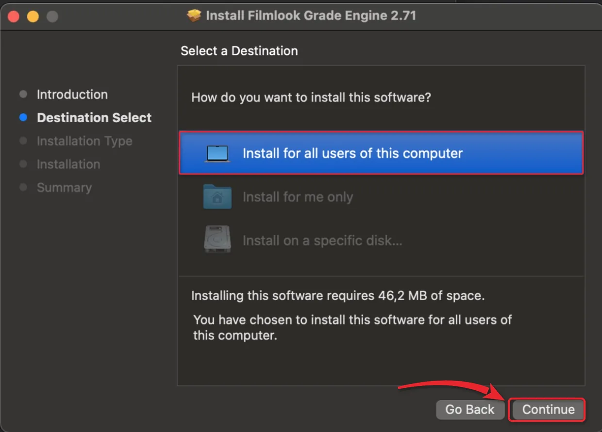 Bộ cài hỏi nơi cài, chọn Install for all users of this computer
